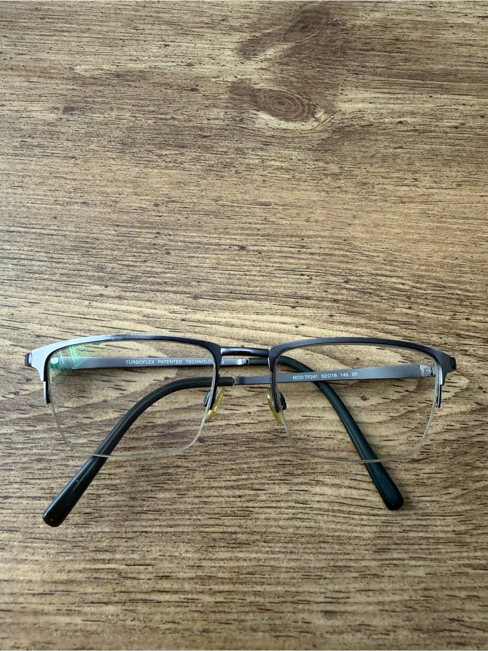 Turboflex Men’s TF241 Eyeglasses Gunmetal Semi Rimless 52-18-145 FRAMES ONLY